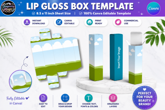 Download Lip Gloss Box Canva Editable Template - Premium Resources