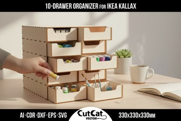 Download 10 Drawer Organizer IKEA KALLAX SVG Set - Organizer Collection