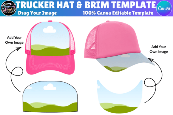 Download Trucker Hat Brim Canva Editable Template - Premium Bundle
